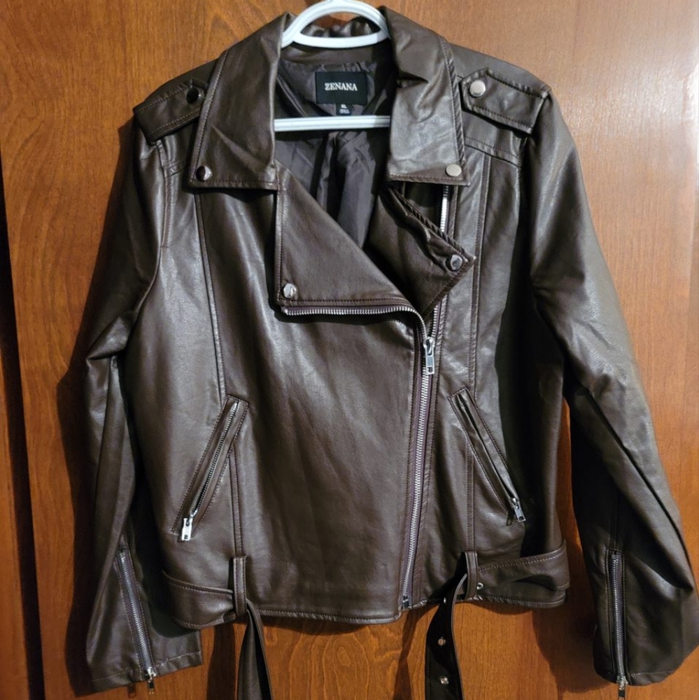 Zenana Vegan Leather Moto Jacket